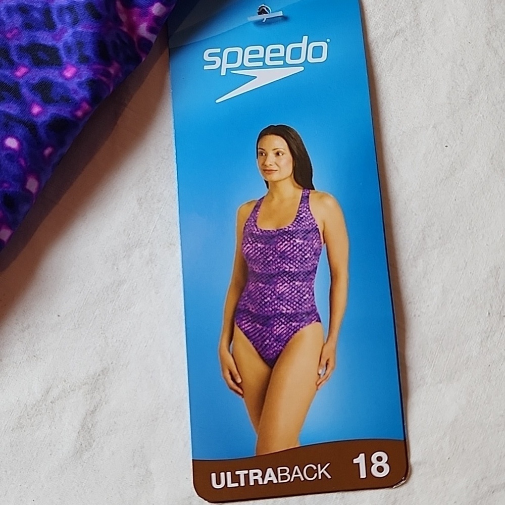 Speedo One-Piece Racerback Swimsuit Size 18 Purple & Pink NWT - Picture 2 of 6